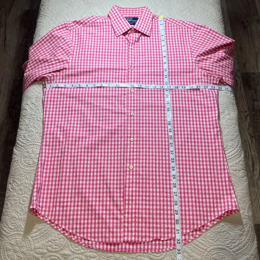 Polo Ralph Lauren Men's‎ Pink Gingham Custom Fit Button Down Shirt Size 16 1/2